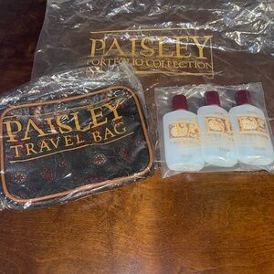 Avon Paisley Collection PVC Makeup Travel Bag with 2 oz. TSA Travel Bottles